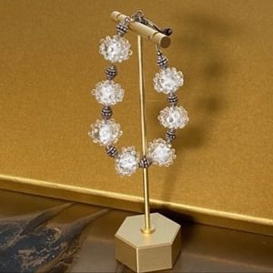 Glass Beads Unique Vintage Silver Toggle Bracelet ooak rare